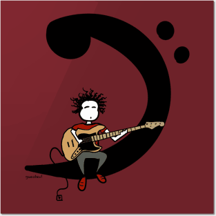 Electric bass guitar Posters and Art